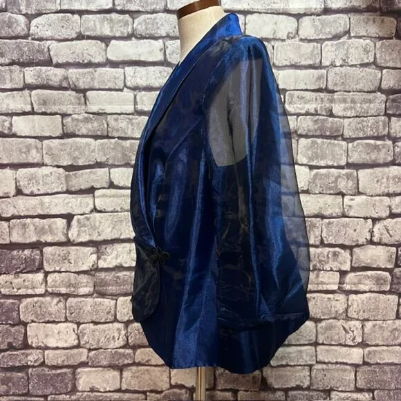 Alex Evenings Blue Shimmer 3/4 Sleeve Blouse Size 1X - Picture 4 of 9